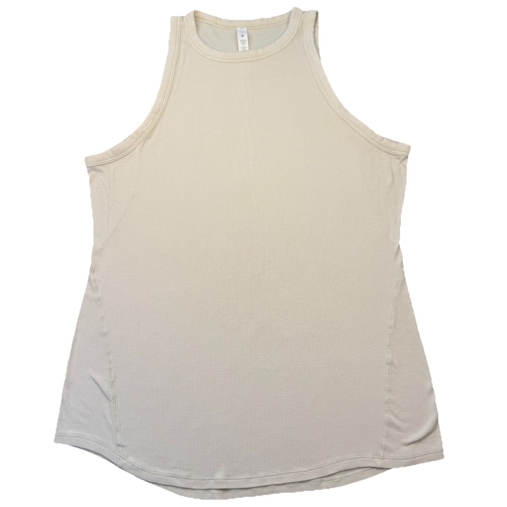 Lululemon Hold Tight Crewneck Tank, Waist Length, High Neck Ribbed Beige Size 14